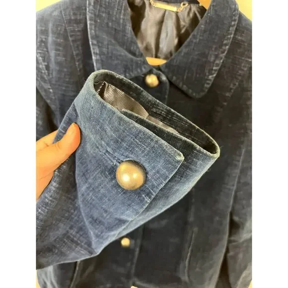 Sigrid Olsen Blue Velvet Swing Jacket Size Large - Picture 6 of 6